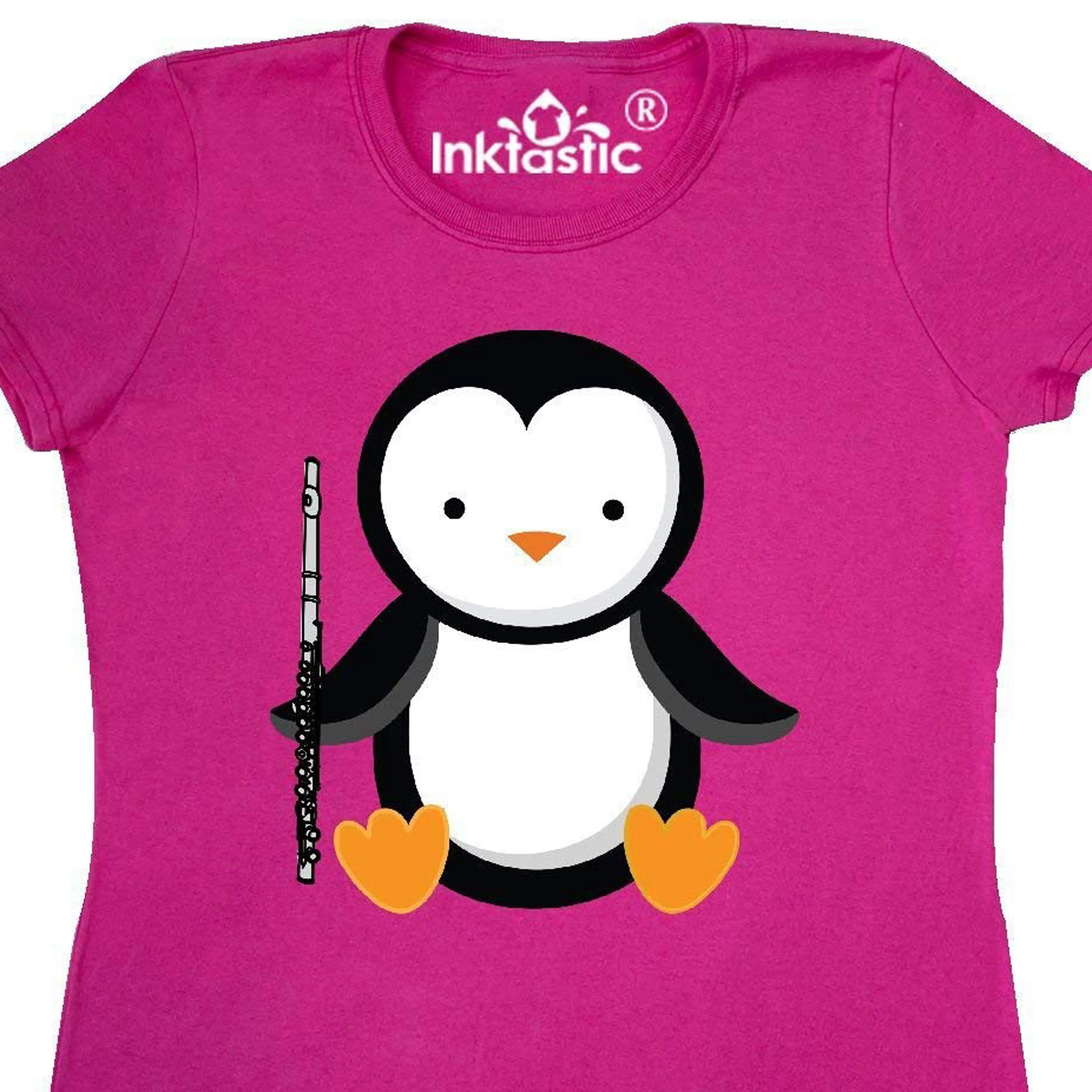 Для женщин Универсальная футболка флейта Penguin музыка 'S каваи Женские