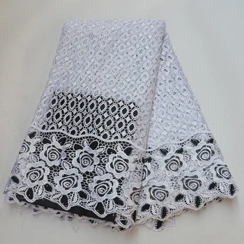 

African chemical guipure lace fabric embroidered stones Swiss french Nigerian lace fabrics high quality water soluble cord lace