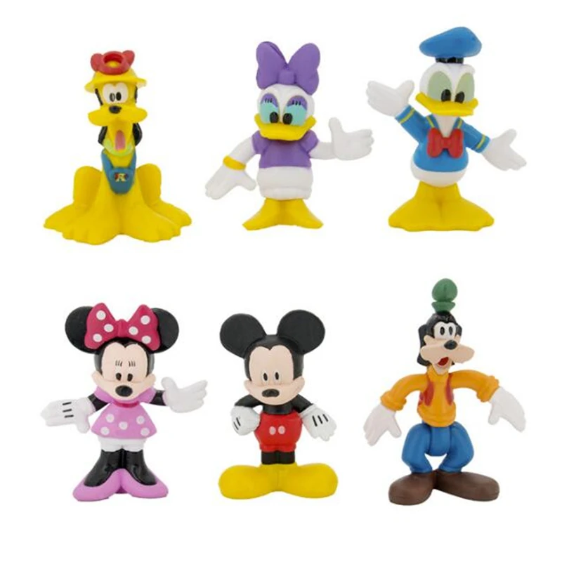 DISNEY Cartoon Figure Dolls Mickey Minnie Mouse Donald Duck Goofy Cake Topper Birthday Party Cake Decoration For Childrent Gift