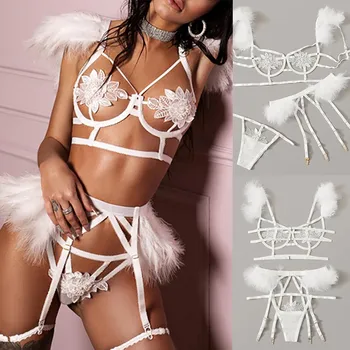 

Beautiful Sexy Bra Lace Transparent Unlined Bralette Bra Wire Free Thin Mesh Women Panties Underwear Women Push Up Lingerie Set