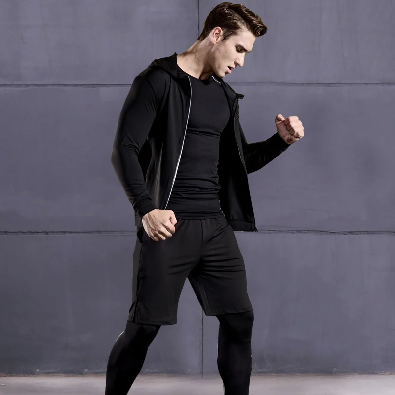 Men New Autumn And Winter Sportswear Fitness Suit Men's Outdoor Running Fitness Clothing Basketball Training Sportswear