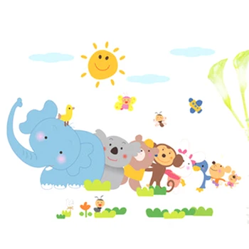 

Elephant Monkey Animal Wall Sticker PVC Kids Nursery Art Decal Child's Room Wall Stickers Home Decoration for Bedroom House