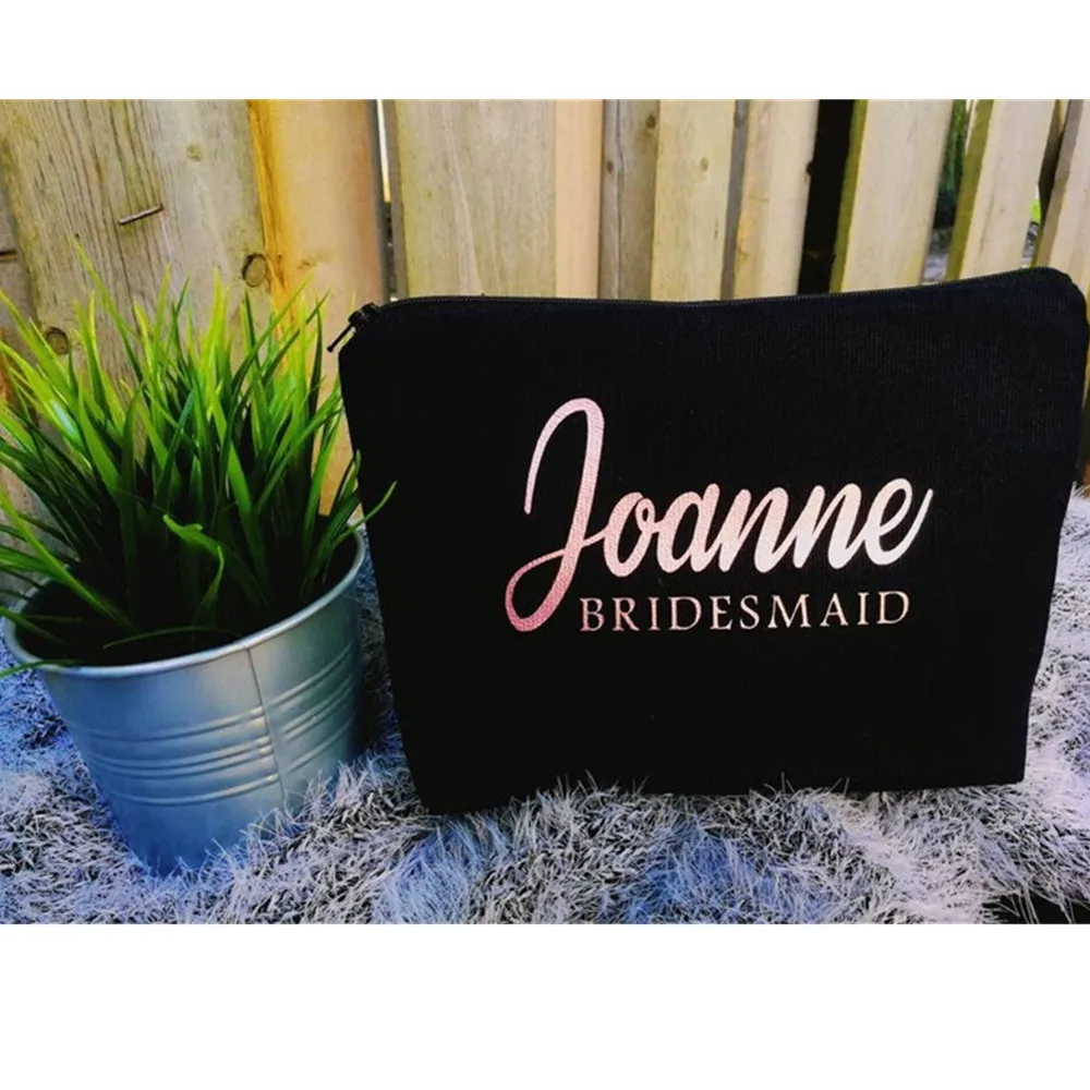Персонализированные сумки для макияжа из розового золота с именами команды
