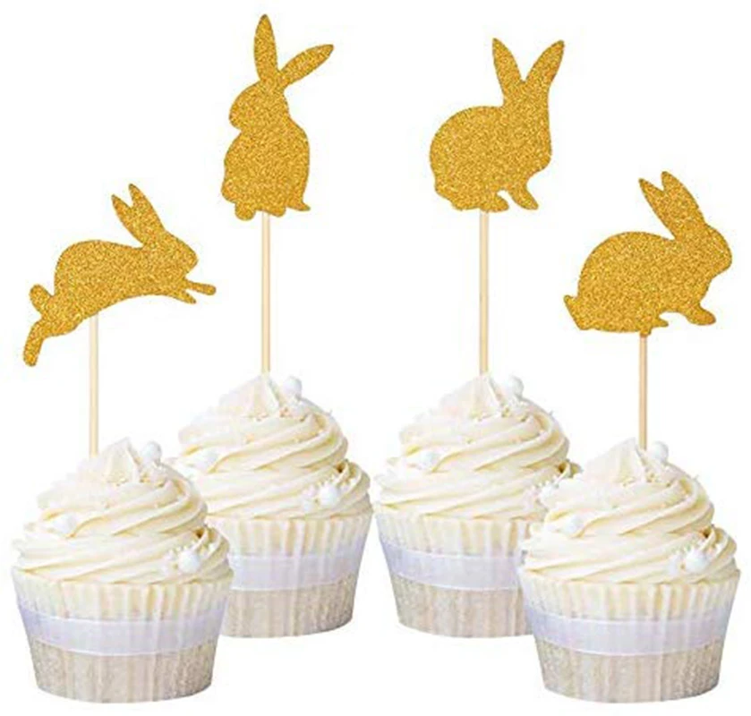 Decorations De Cupcakes Lapin De Paques En Papier Paillete 80 Pieces Pour Bebe Fille Fete De 1er Anniversaire Baby Shower Fete A Theme Lapin Pour Enfants Aliexpress