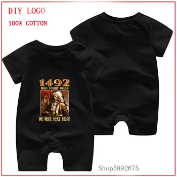 

2020 summer baby romper short sleeve romper baby clothes We were here first native indigenous indian pajamas for baby clothing