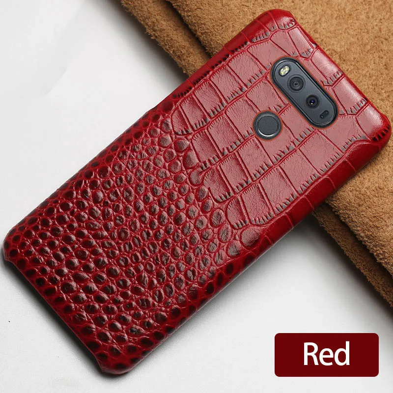 Чехол для телефона для LG G6 G7 V10 V20 V30 V40 V50 ThinQ G3 G4 G5 G6 G7 G8s ThinQ K40 K50 класса люкс Crcodile текстуру натуральной задняя крышка - Цвет: Red