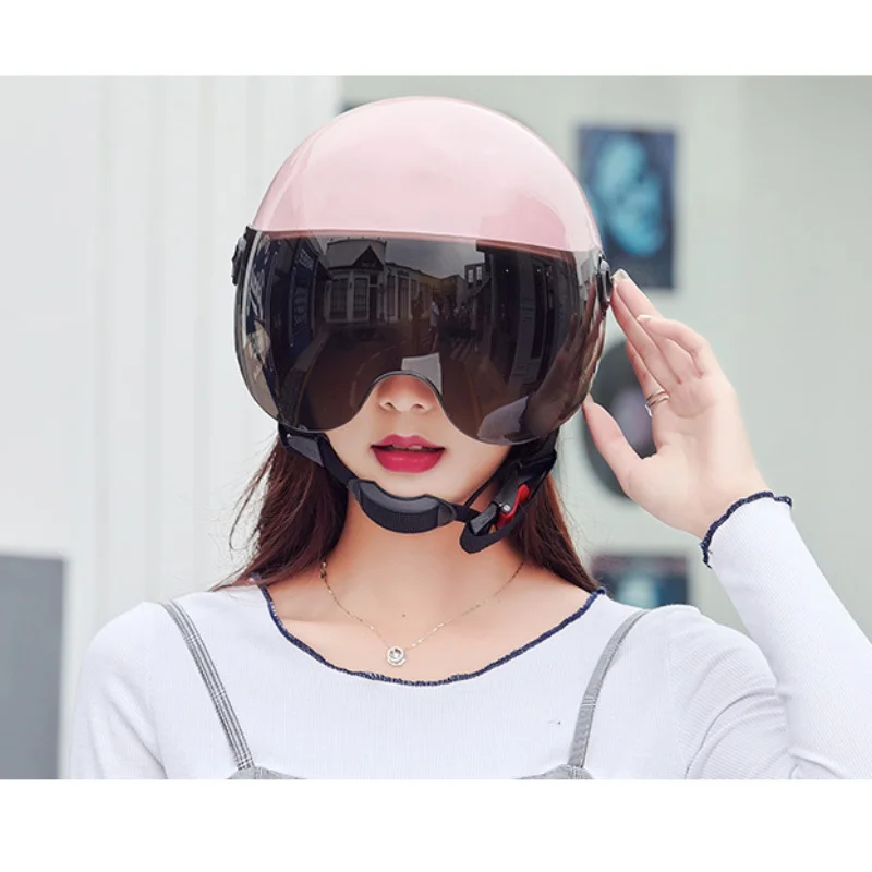 

Motorcycle Helmet Female Summer Sunscreen Electric Car Safety Helmet Four Seasons Bicycle Universal
