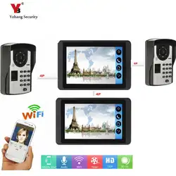 7 "проводной WiFi видео дверной телефон система визуальный домофон дверной звонок с 2 * монитор + 2 * наружная камера для управления мобильным