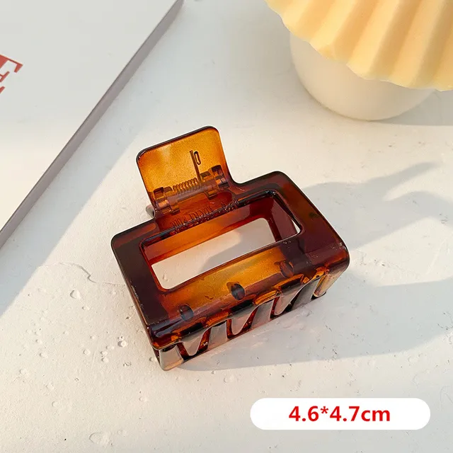 Bilandi 2021 New Hair Claw Large Geometric Hollow Square Tortoiseshell Leopard Acetate Hair Clip For Women Hair Accessories NO.14-4.6 cm