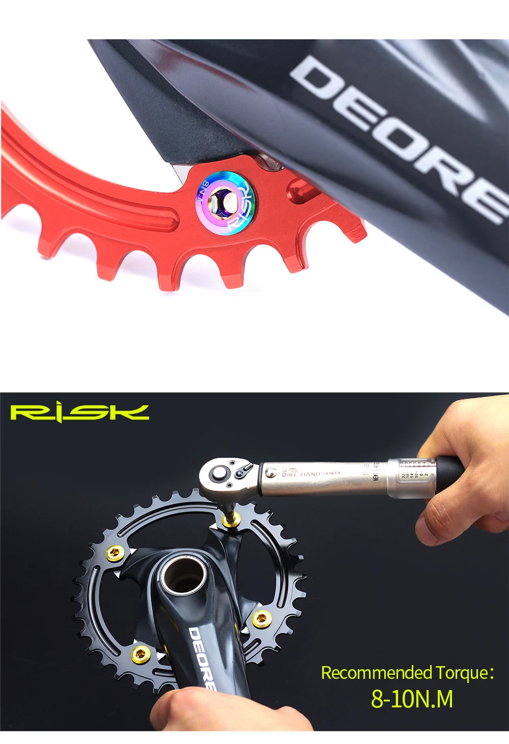RISK велосипед 6,5 мм шестерни крепежные болты для MTB горы и BMX Одиночная цепь XT цепь колеса фиксированные винты гайки