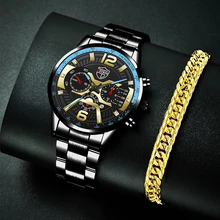 

relogio masculino Luxury Mens Business Watches Male Stainless Steel Analog Quartz Bracelet Wrist Watch Men Sport Calendar Watch