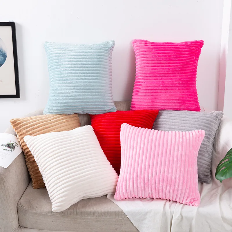 Cases Cushions Decorative-Pillow Sofa Super-Soft-Decor Striped Plush