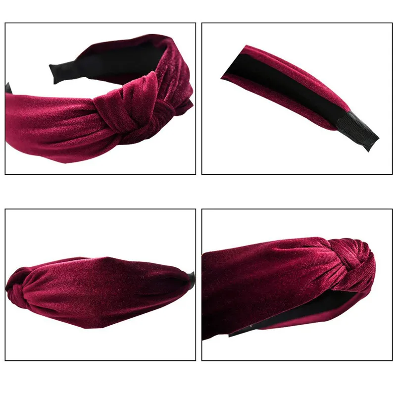 1 шт., галстук-бабочка, однотонная модная Вельветовая повязка для волос, повязка на голову для девочек, обруч с бантом, аксессуары для волос, скрученная повязка на голову, головной убор для женщин