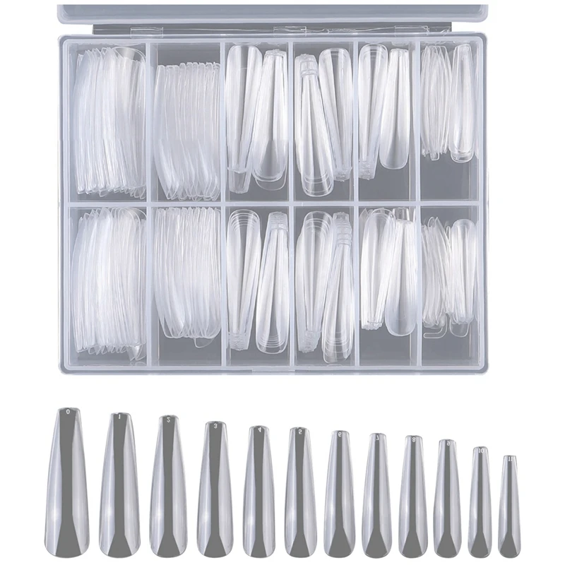 240Pcs Nail Extension Piece Long Trapezoid 12 Sizes Suitable for Shops and DIY Art | Красота и здоровье
