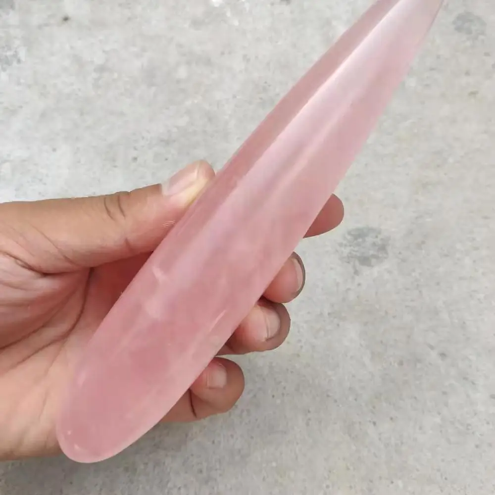 

18cm Natural Quartz Crystal Wand Pink Color Massage Stick Gemstone