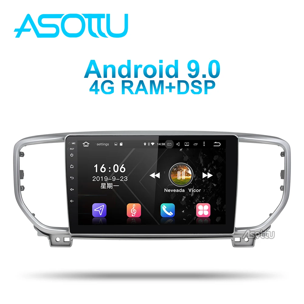 Автомобильный dvd-плеер Asottu KI606 android 9,0 PX6 для KIA sportage KX5 gps навигация 1 din стерео головное устройство автомобиля стерео