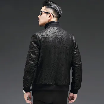 

High Quality Sheepskin Slim Fit Mens Autumn Jackets Long Sleeve Zip Genuine Leather Casual Black Male Outerwear Coats Plus Size