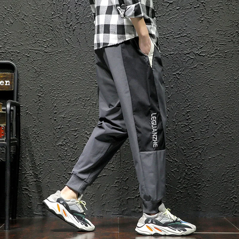 

2020 Spring New Style Japanese-style Black Wall Large Size Contrast Color Embroidered Sports Ninth Pants M-5x HK20