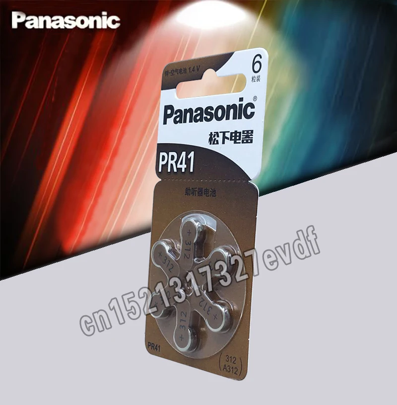 6PCS 100% Genuine Panasonic PR41 Hearing Aid Batteries 7.9MM*3.6MM 312 ...