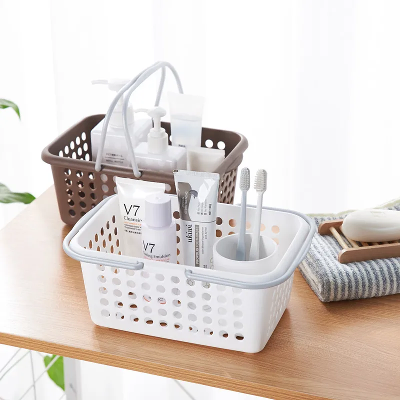 

Manufacturers Currently Available Wholesale Plastic Basket New Style Sanitary Ware Cosmetics Storage Basket Japanese Style Hand