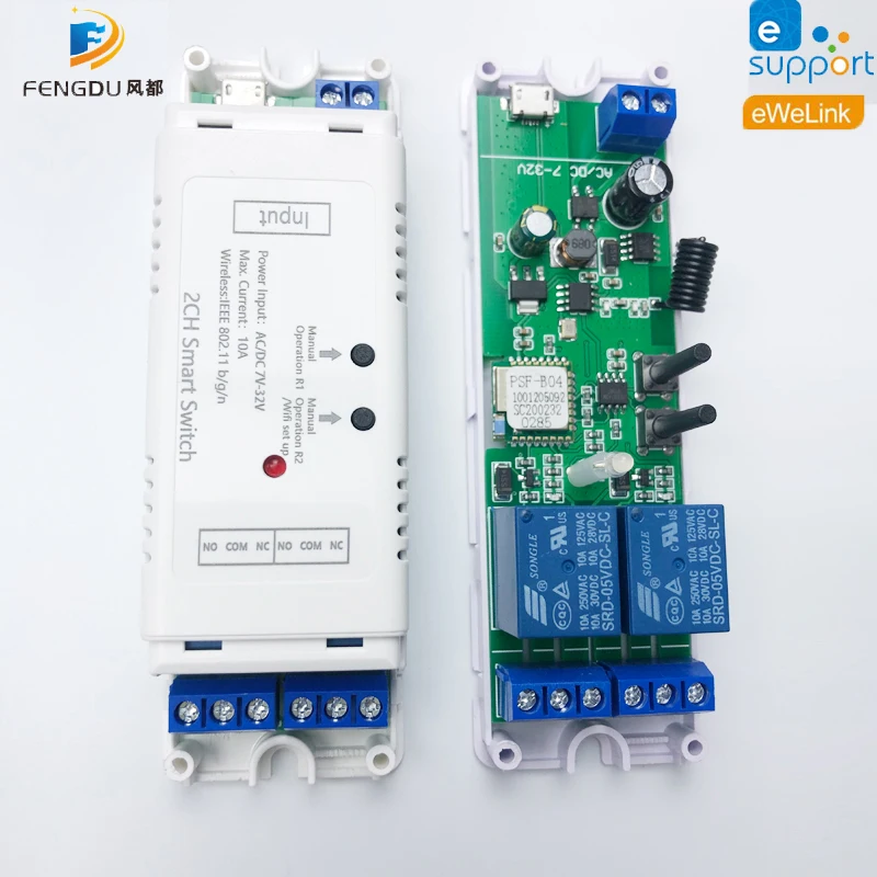 

eWeLink WiFi 2 Channel Relay Smart Switch DC7-32V/AC85-250V Voice Remote Control Module Self-locking Inching Google Home Alexa