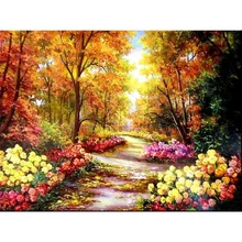 5D алмазная картина Осеннее дерево и цветок полная круглая Алмазная вышивка крестиком мозаичная роспись горный хрусталь DIY фото на заказ