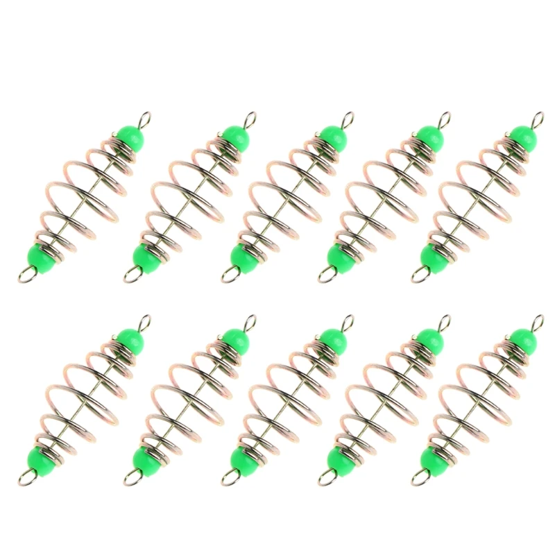 10 Pcs Fishing Bait Spring Lure Inline Hanging Tackle Stainless Steel Feeder 