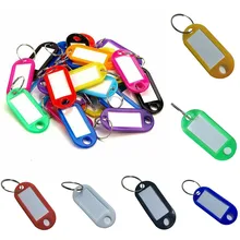 30 pçs/pçs/set colorido plástico chave fobs língua id tags etiquetas chaveiros nome tags com anel rachado para bagagem chaveiros chaveiro