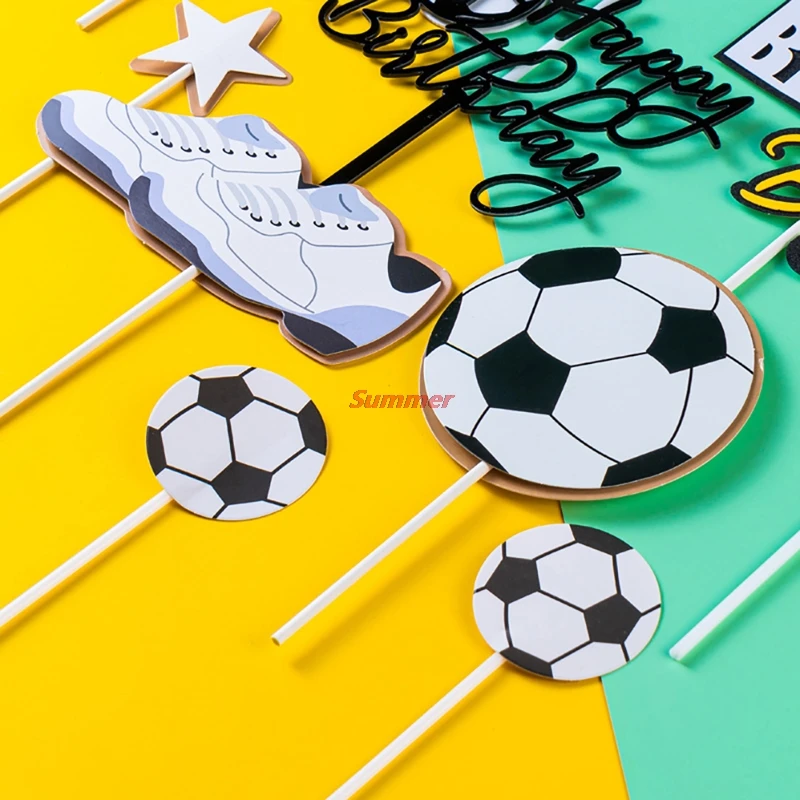 9 pçs/set futebol jogo bolo topper festa de aniversário decorações do bolo  de futebol crianças menino pé bola brinquedos de festa suprimentos -  AliExpress