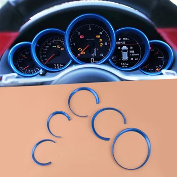 

5pcs Blue Dashboard Meter Ring Speedometer Gauge Console Cover Display Trim fit for Porsche 911 991 2011-2012 2013 2014 2015
