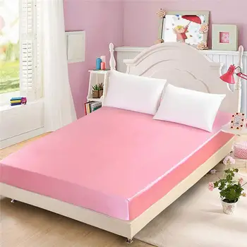 

Home Textile Satin Silk Fitted Sheet Solid Color 19mm Seamless Solid Color Queen Size Bed Sheet 16 Color Avaliable