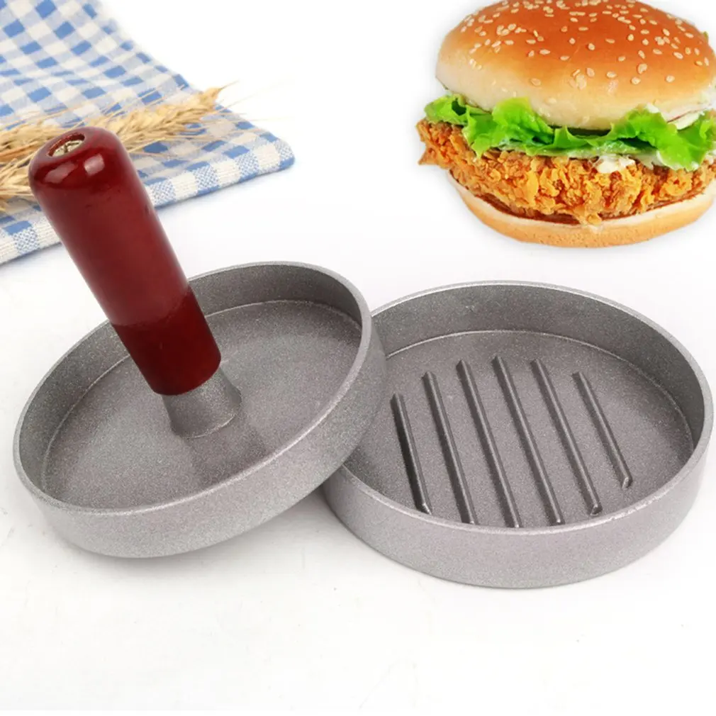 Round Shape DIY Hamburger Press Aluminum Alloy ABS Burger Meat Beef Grill Burger Press Patty Maker Handle Mold Kitchen Meat Tool