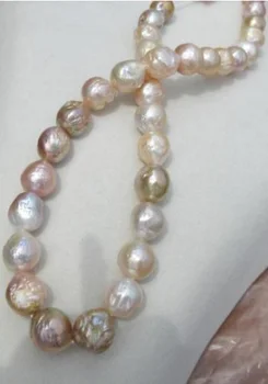 

18INCH GORGEOUS! Natural multicolourSOUTHSEA 11mm Kasumi Pearl Necklace 925silverCLAS