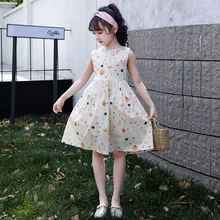  Kids Dresses for Girls Sundress Sleeveless Girls Dresses Cotton Children Princess Dress for Party and Wedding Vestidos 