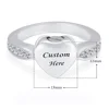 Cremation Jewelry Crystal Heart Cremation Ring for Ashes Keepsake Finger Urns Size 6/7/8/9/10 Engravable Stainless Steel Ring 2