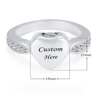 Cremation Jewelry Crystal Heart Cremation Ring for Ashes Keepsake Finger Urns Size 6/7/8/9/10 Engravable Stainless Steel Ring 2