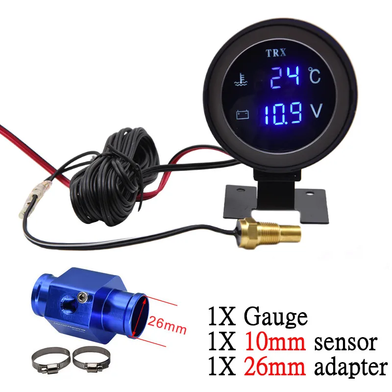 2" 52mm Red Digital LED Water Temperature Gauge With Sensor | Car Engine Monitor