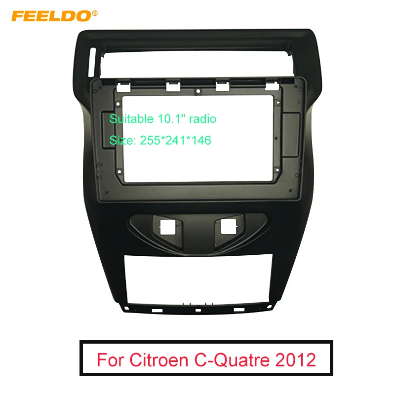 

FEELDO Car Audio 10.1" Big Screen DVD Fascia Frame Adapter For Citroen C-Quatre 2Din Dash Installation Panel Frame Kit