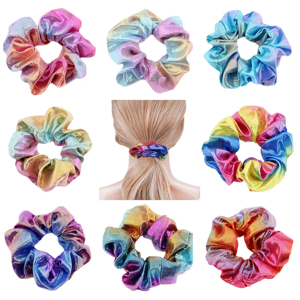 

1PC Colorful Hair Accessories For Women/Girl Gradient Elastic Gun Hairbands Ponytail Holder Scrunchies Tie Rubber Hair Rope