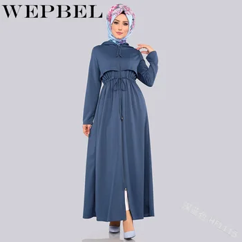 

WEPBEL Women Muslim Abaya Dress Islam Zipper Summer Chiffon Casual Fashion Long Elegant Ladied Dresses
