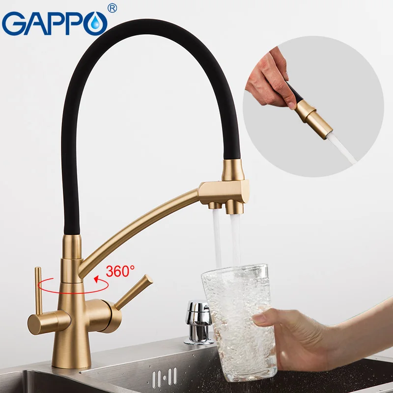  GAPPO Kitchen Faucets Dual Handle Rotatable Kitchen Faucet Pull Out Filter Tap Kitchen Drinking Wat - 4000089317276