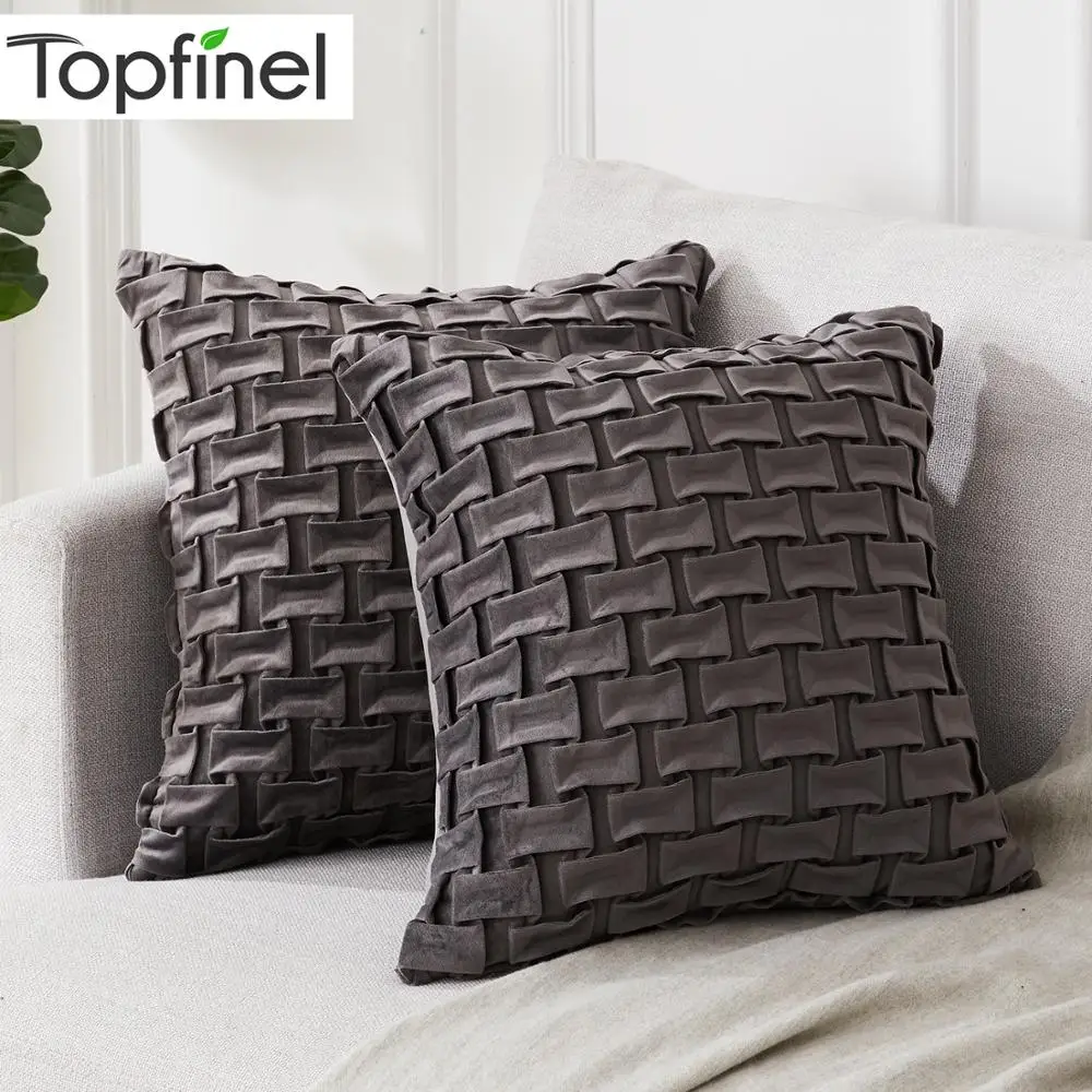 

Topfinel Velvet Horizontal lattice Throw Pillow Cases Pillowcases Cushion Covers For Home Sofa Chair decorative pillow cover
