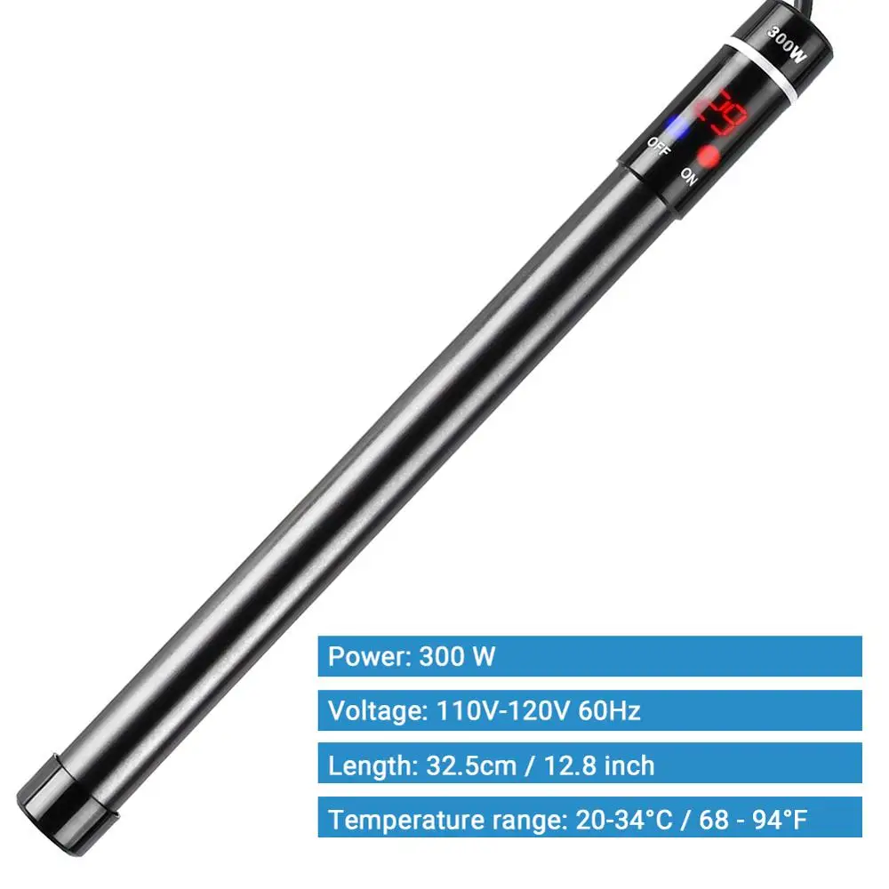 300W 110V-120V 60Hz NICREW погружной титановый нагреватель для аквариума, нагревательный стержень для аквариума, регулировка термометра 50 Вт/100 Вт/300 Вт, аксессуары для аквариумов - Цвет: 300W 110V-120V 60Hz