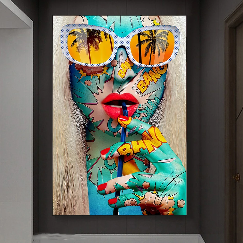 

Colorful Abstract Graffiti Art Girls Canvas Art Posters and Prints Woman Art Canvas Paintings on The Wall Anime Art Pictures
