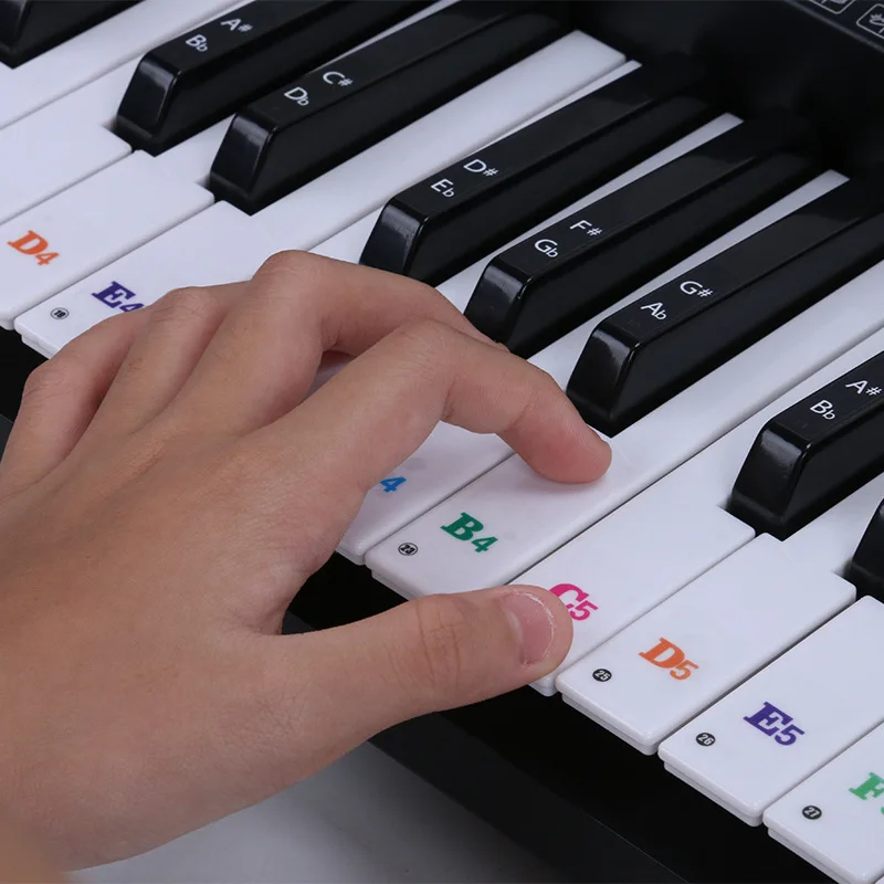 Autocollants pour clavier de piano 49/61/76/88 touches blanches Multi Transparents et amovibles 