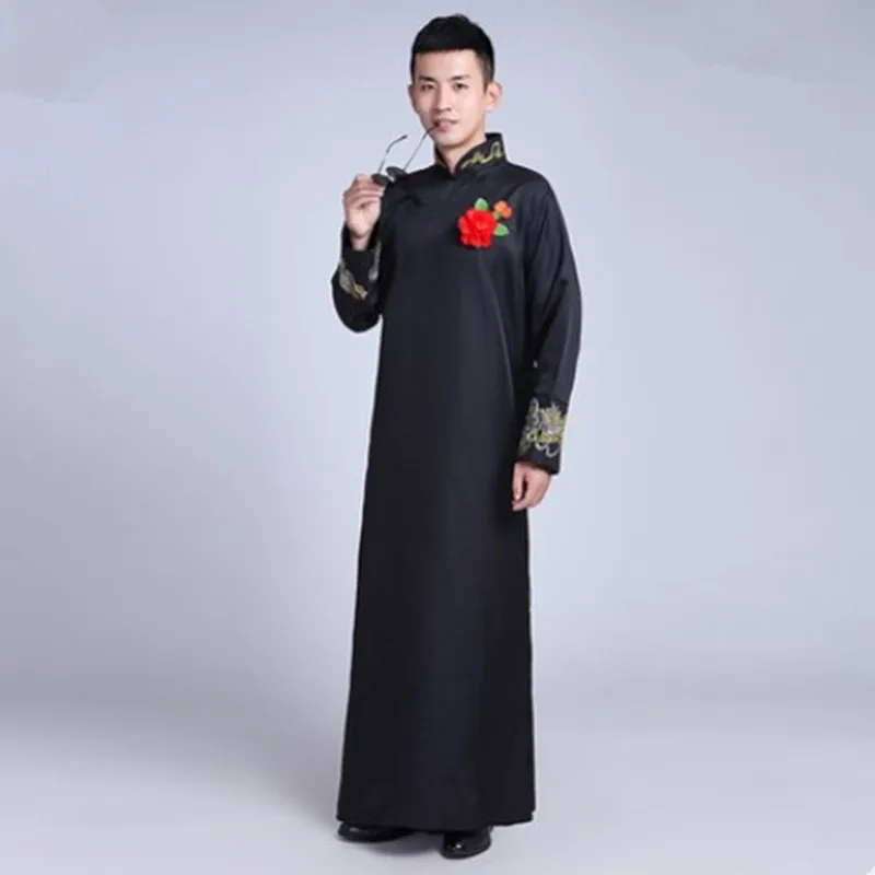 

chinese style men clothes vintage ancient groomsman long robe for wedding clothing tang zhuang clothes