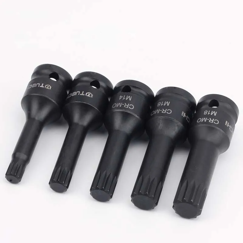 스퀘어 드라이브 Torx 스크루 드라이버 비트, 12 포인트 스플라인 공압 드라이버 소켓 비트, M5 M6 M8 M9 M10 M12 M14 M18 M20, 78mm 1/2 인치, 1 개