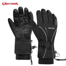 KUTOOK зимние ветрозащитные лыжные перчатки водонепроницаемые теплые снегоходные термополиуретановые лыжные принадлежности мужские перчатки для сноуборда с сенсорным экраном