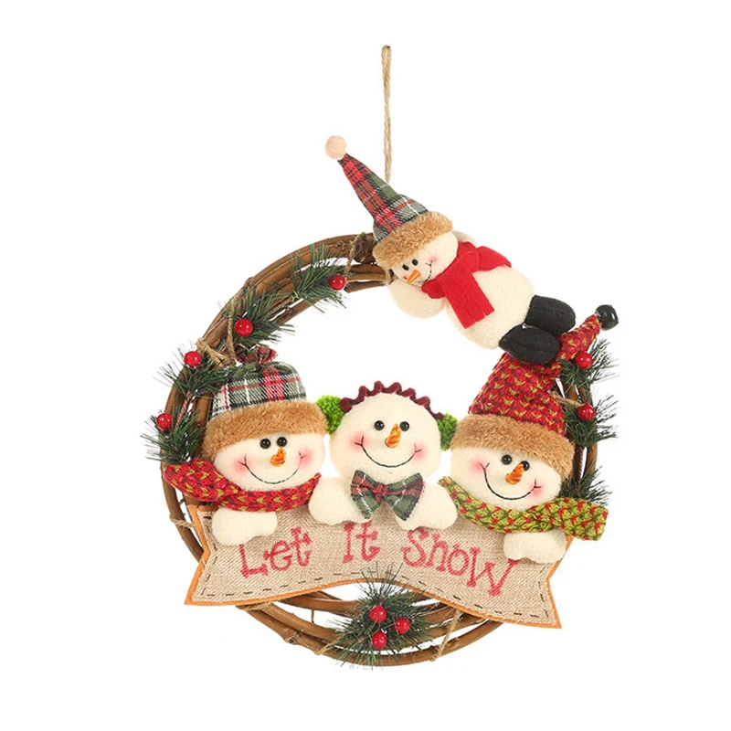 Christmas Decorations Elk Rattan Circle Pendant Small Work Rattan Wreath Ornament Window Decoration for Home