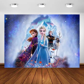 

Frozen-2 Princess Snow Queen Ice Winter Anna Elsa Birthday Photography Backdrop Birthday Party Custom Photo Booth Decorations